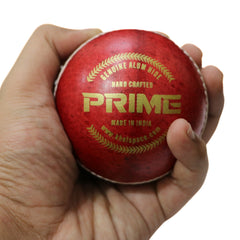 Khelspace KS Prime Red Leather Cricket Ball – Entry Level Hand-Stitched Practice Ball for Nets, Coaching & School Matches