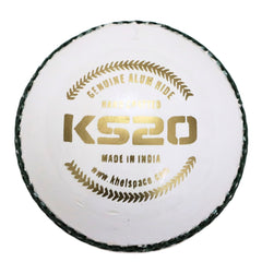 Khelspace KS-20 Leather White Cricket Ball – Hand-Stitched | Match & Practice Grade