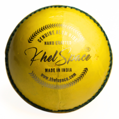 Khelspace KS-20 Yellow 4 Piece Leather Cricket Ball | Hand-Stitched Professional Grade | Durable for Test, ODI, T20 & Practice | Swing & Seam Optimized | Premium Shine & Consistent Bounce