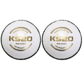 Khelspace KS-20 Leather White Cricket Ball – Hand-Stitched | Match & Practice Grade Pack Of 2