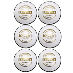 Khelspace KS-20 Leather White Cricket Ball – Hand-Stitched | Match & Practice Grade Pack Of 6
