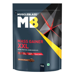 MuscleBlaze Mass Gainer XXL with Complex Carbs and Proteins in 3:1 ratio, 1 kg (2.2 lb), Chocolate