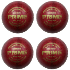 Khelspace KS Prime Red Leather Cricket Ball Pack of 4