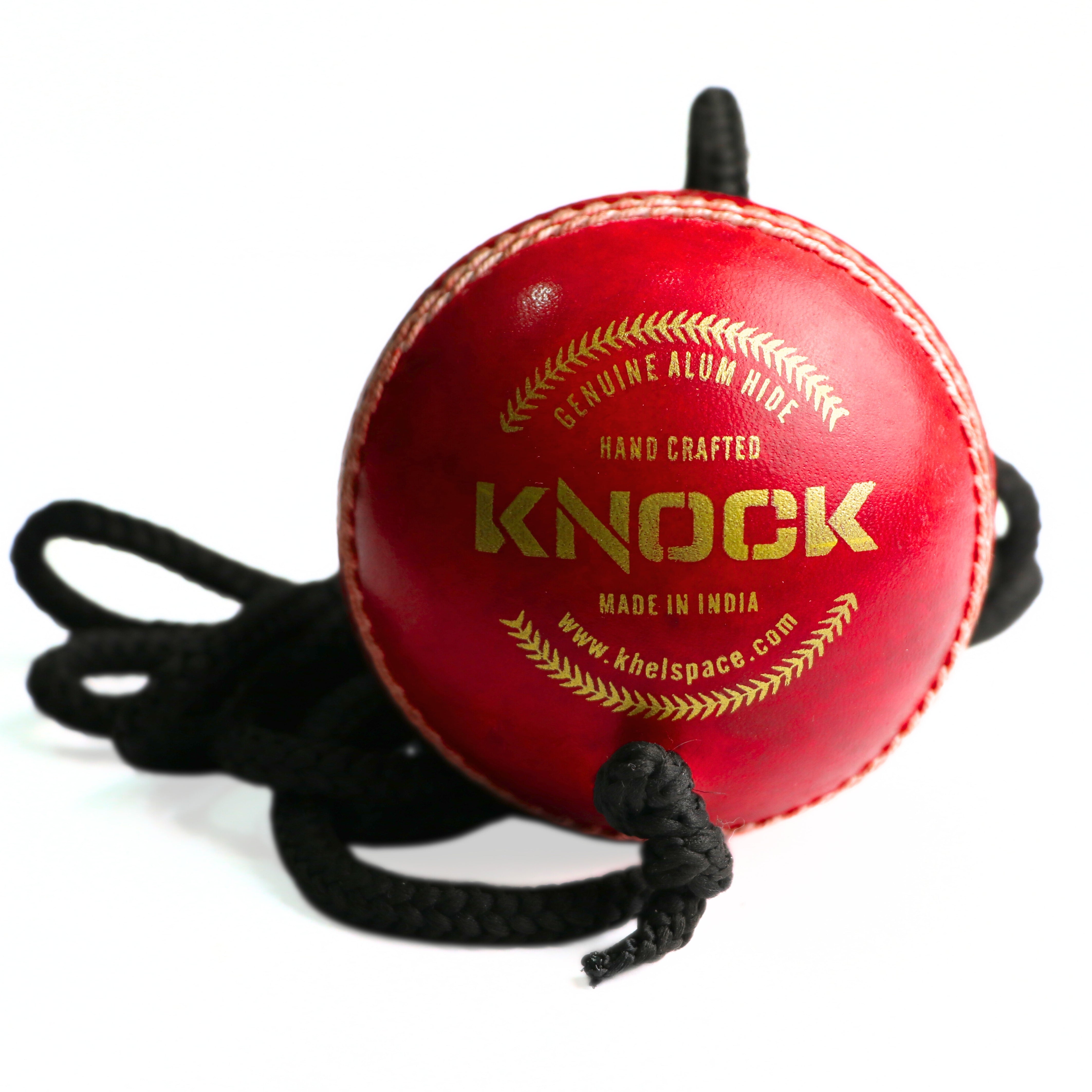 Khelspace Knock Leather Cricket Practice Hanging Ball with Rope – Knocking & Shot Training