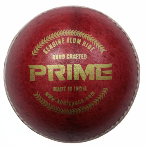 Khelspace KS Prime Red Leather Cricket Ball – Entry Level Hand-Stitched Practice Ball for Nets, Coaching & School Matches