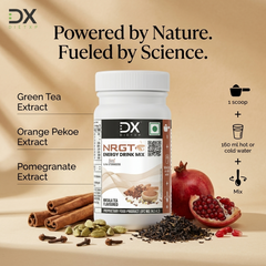 DietXp NRGT Energy Drink Mix – Masala Tea Flavoured (50g) | Instant Energizing Powder with Green Tea, Orange Pekoe & Pomegranate Extracts |Pack of 2