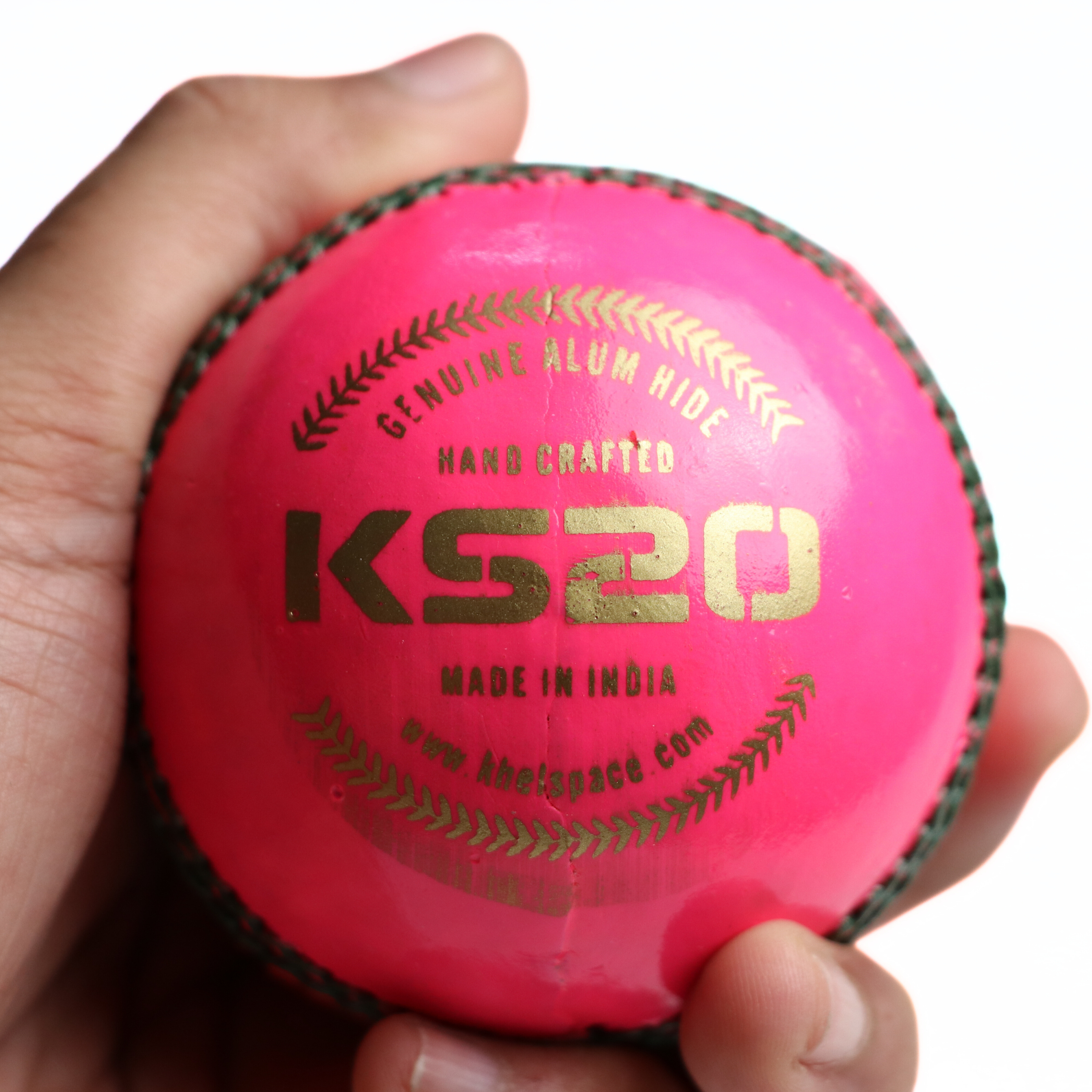 Khelspace KS-20 Pink 4 Piece Leather Cricket Ball | Hand-Stitched Professional Grade | Durable for Test, ODI, T20 & Practice | Swing & Seam Optimized | Premium Shine & Consistent Bounce