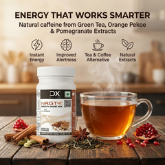DietXp NRGT Energy Drink Mix – Masala Tea Flavoured (50g) | Instant Energizing Powder with Green Tea, Orange Pekoe & Pomegranate Extracts |Pack of 2