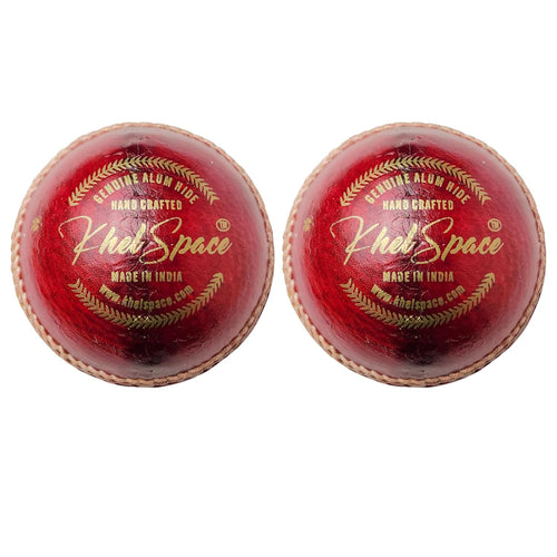 Khelspace KS-20 4 Piece Leather Cricket Ball | Hand-Stitched Professional Grade | Durable for Test, ODI, T20 & Practice Matches | Pack Of 2
