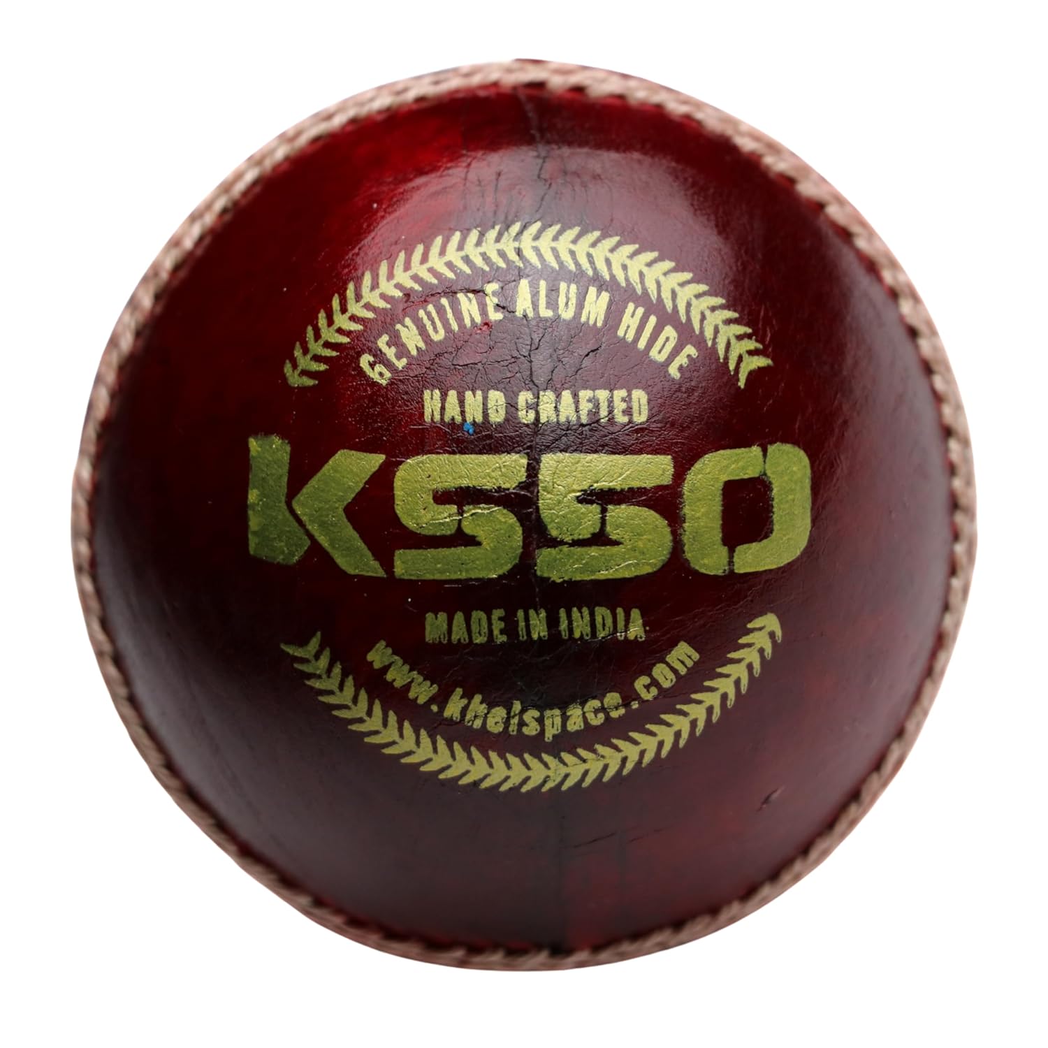 KHELSPACE KS‑50 Leather Cricket Ball – Premium Hand Stitched, Long Lasting, Suitable for Club Matches & Professional Training
