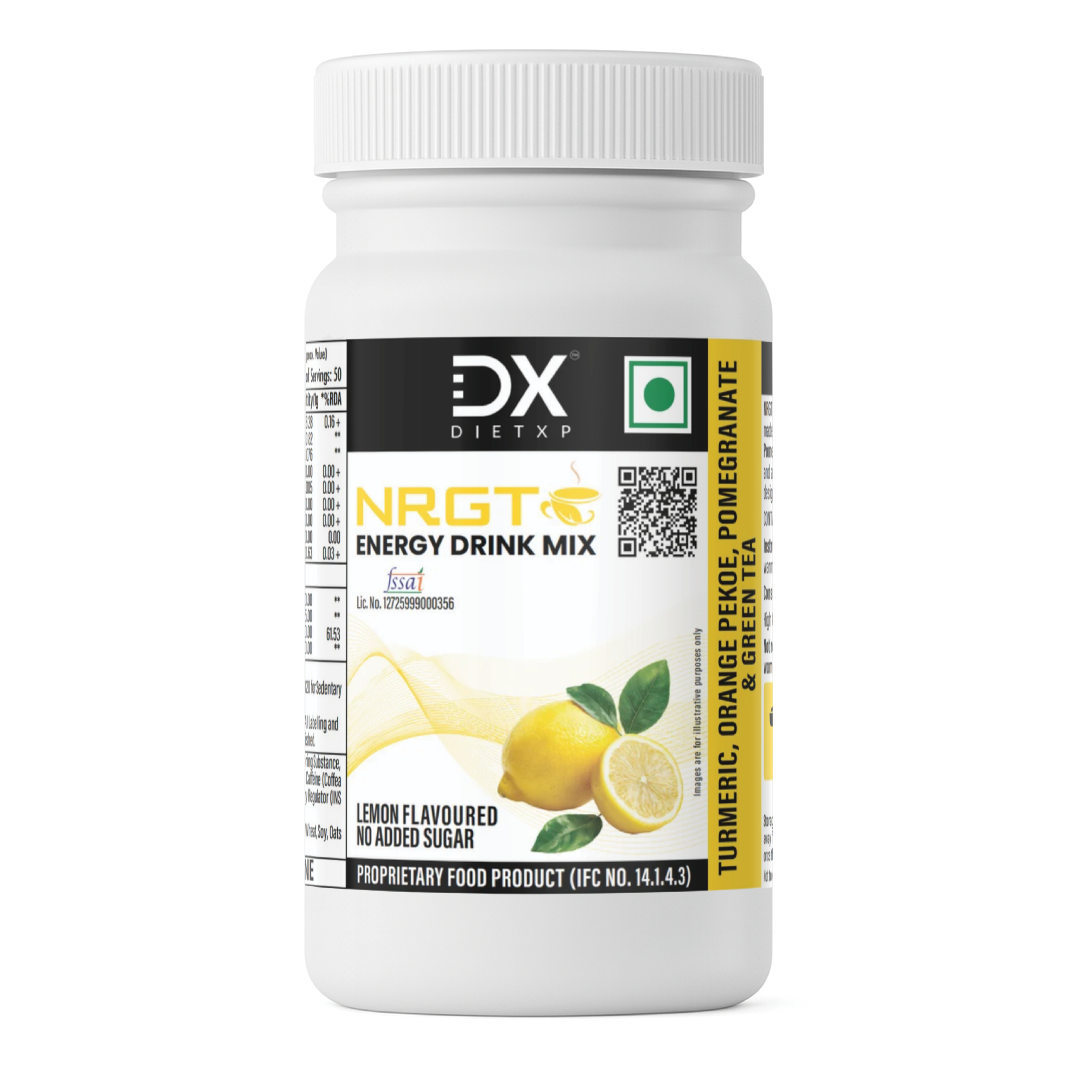 DietXP NRGT Lemon Tea Energy Drink Mix 50g No Added Sugar, 40mg Caffeine