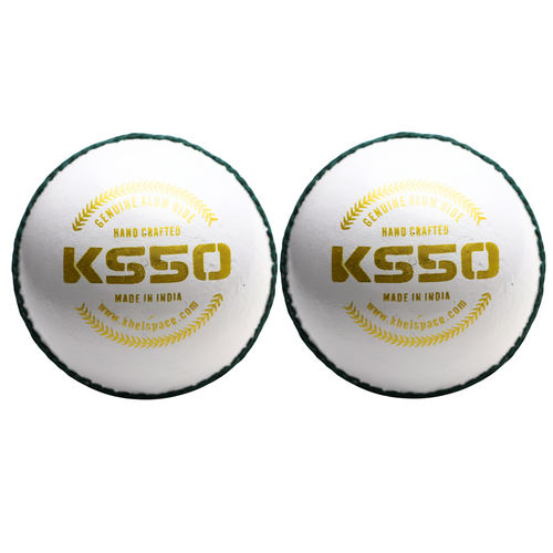 Khelspace KS-50 White Leather Cricket Ball Pack Of 2