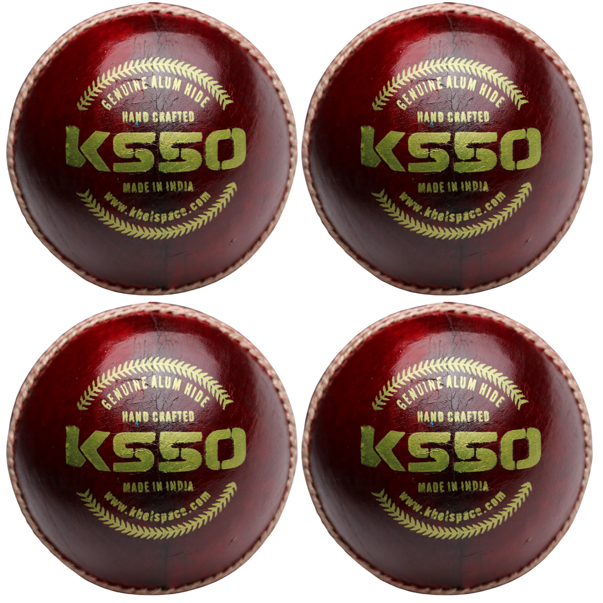 KHELSPACE KS‑50 Leather Cricket Ball Pack Of 4