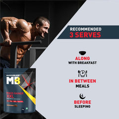 MuscleBlaze Mass Gainer XXL with Complex Carbs and Proteins in 3:1 ratio, 1 kg (2.2 lb), Chocolate