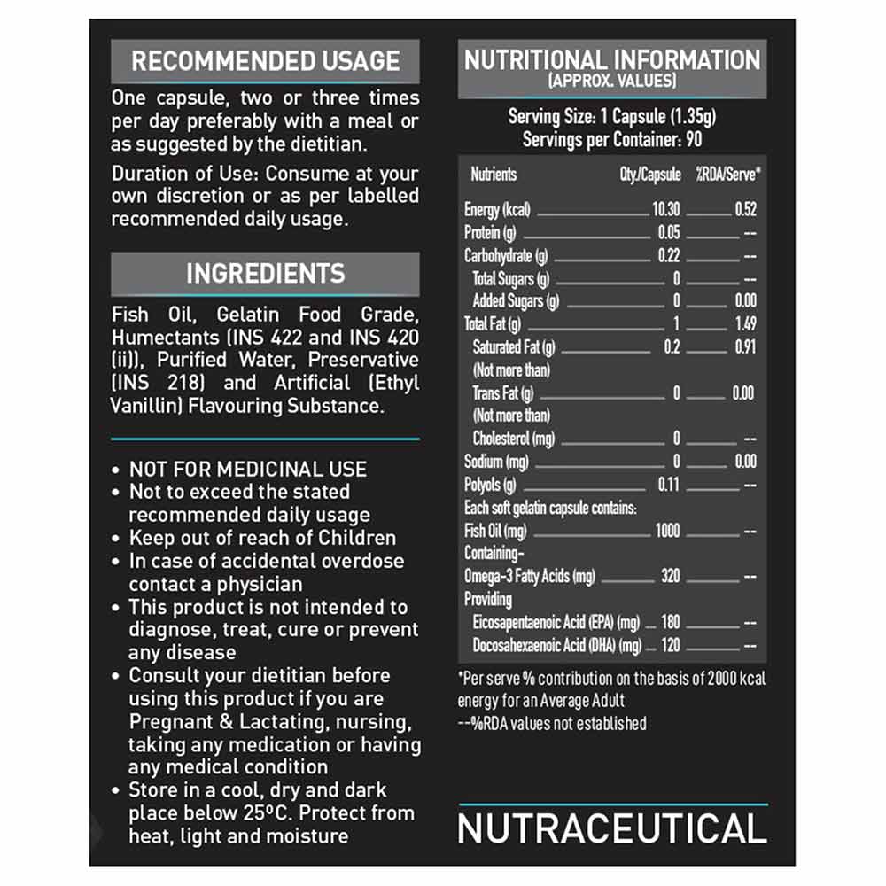 MuscleBlaze Fish Oil (1000 mg) India's Only Labdoor USA Certified for Purity & Accuracy, 60 capsules