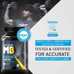 MuscleBlaze Fish Oil (1000 mg) India's Only Labdoor USA Certified for Purity & Accuracy, 60 capsules