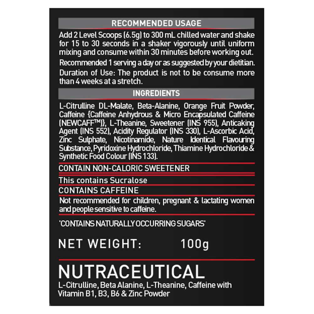 MuscleBlaze PRE Workout 200 Xtreme, 100 g (0.22 lb), Fruit Punch