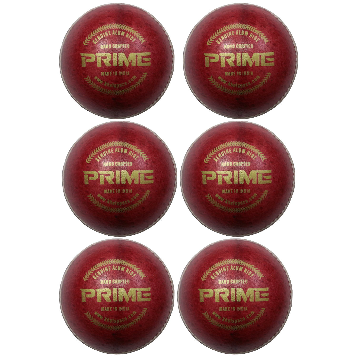 Khelspace KS Prime Red Leather Cricket Ball Pack of 6