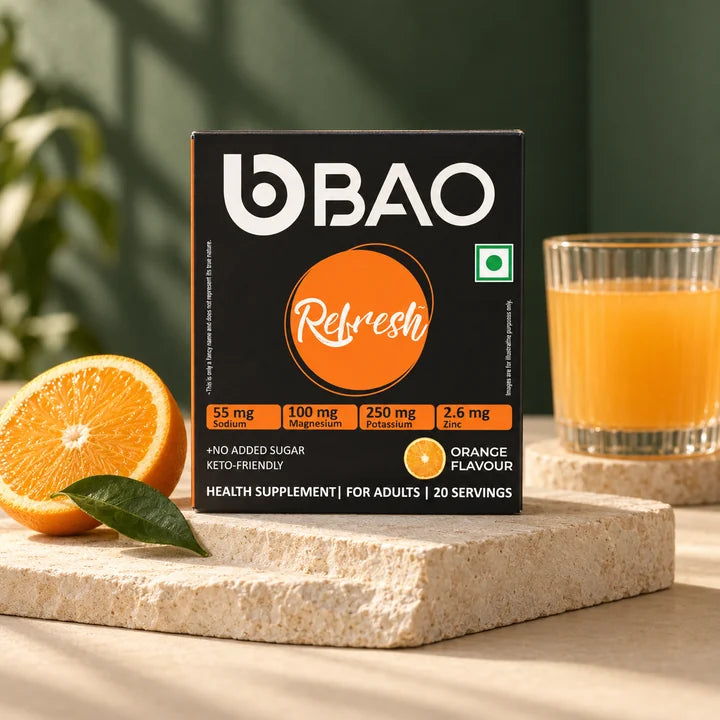 Bbao Refresh health supplement packaging with nutritional information on a white background