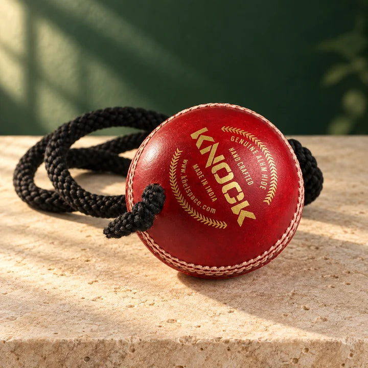 Khelspace Knock Leather Cricket Practice Hanging Ball with Rope – Knocking & Shot Training