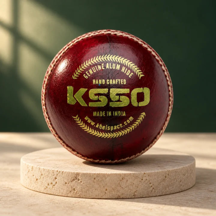 KHELSPACE KS‑50 Leather Cricket Ball – Premium Hand Stitched, Long Lasting, Suitable for Club Matches & Professional Training
