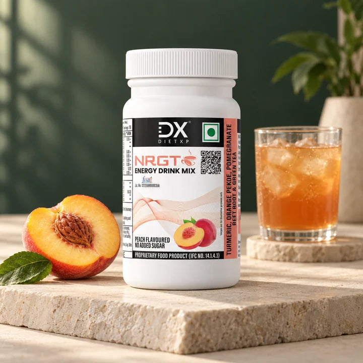 DietXP NRGT Peach Tea Energy Drink Mix - 40mg Caffeine, 0g Added Sugar, 50 Servings