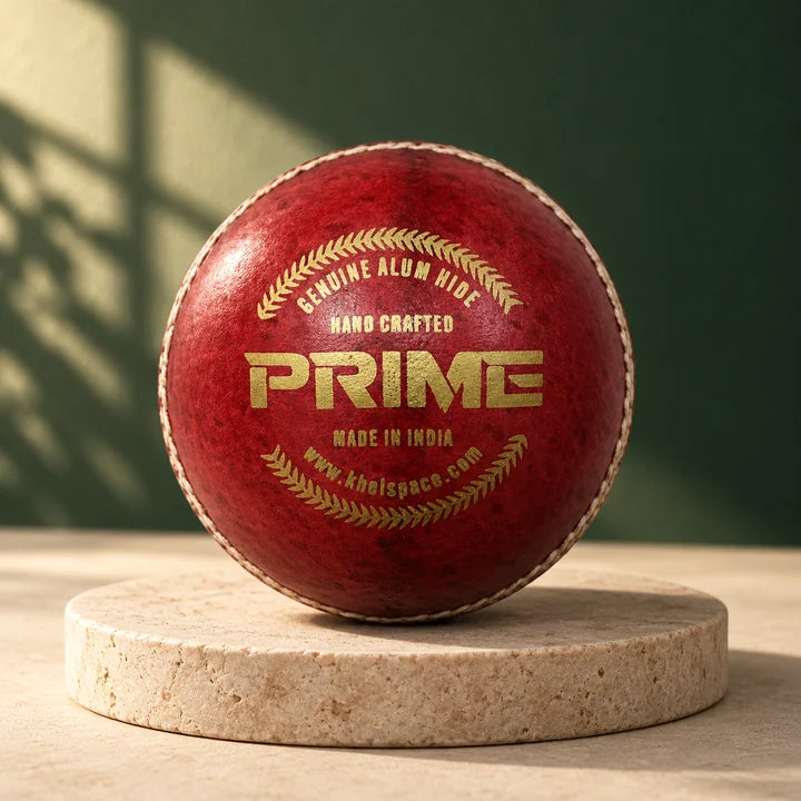 Khelspace KS Prime Red Leather Cricket Ball – Entry Level Hand-Stitched Practice Ball for Nets, Coaching & School Matches